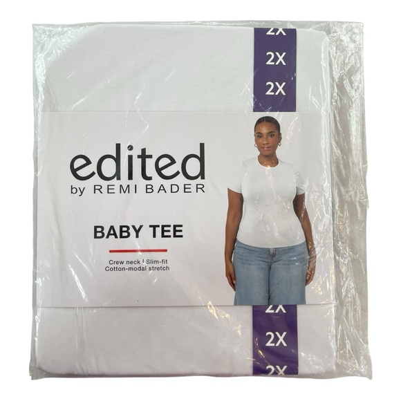 Edited By Remi Bader Tops - Edited by Remi Bader Women's Soft Stretch Baby Tee White Size 2X MSRP$39 NWT